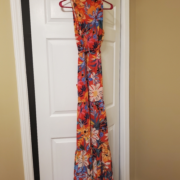 Floral Tropical Maxi Faux Wrap Dress - Picture 4 of 7